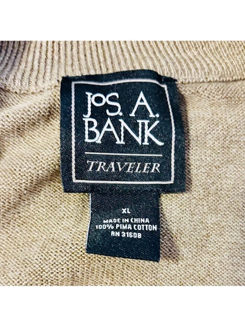 Jos. A. Bank Men’s Brown Travelers Pima Cotton Sweater - Picture 7 of 7